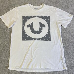 True Religion White T-Shirt Black Logo Men's Medium